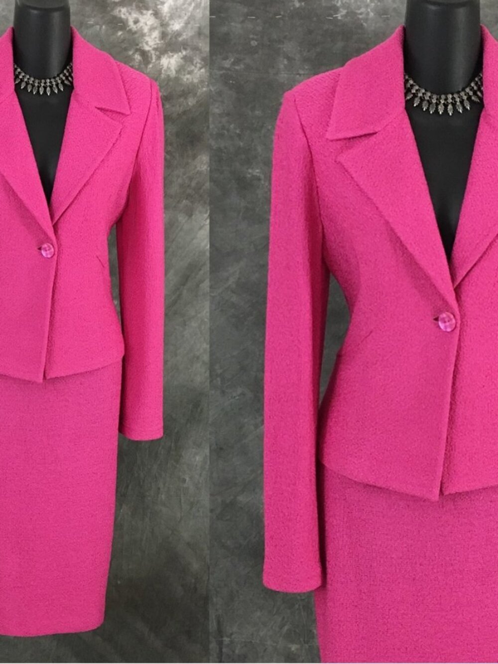 BEAUTIFUL st john knit pink jacket skirt suit size 6 8